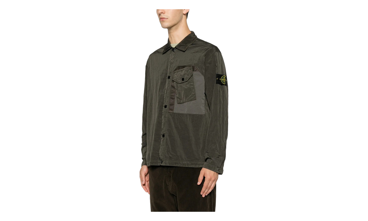 Nylon Metal Long Sleeve Chest Pocket Shirt "Coal Grey" 1200009 S0019 V0078
