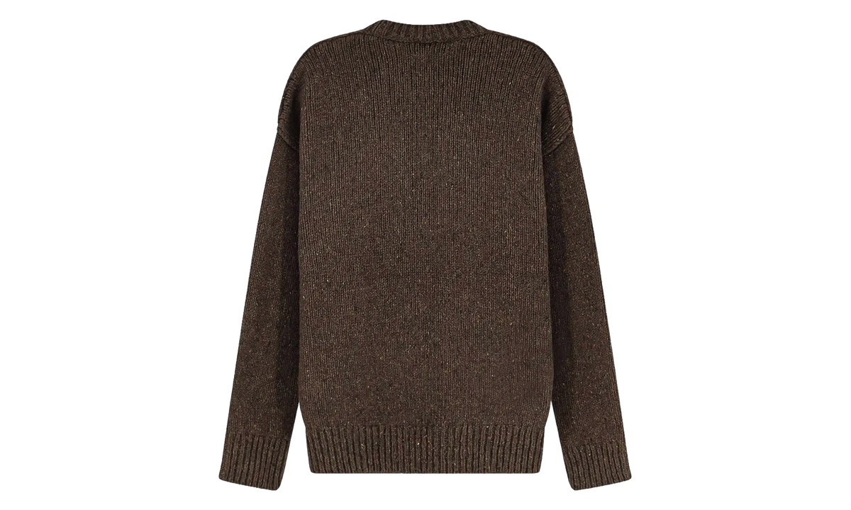 Logo-Embroidered Ribbed-Knit Sweater "Olive Brown Melange" 710B27780001