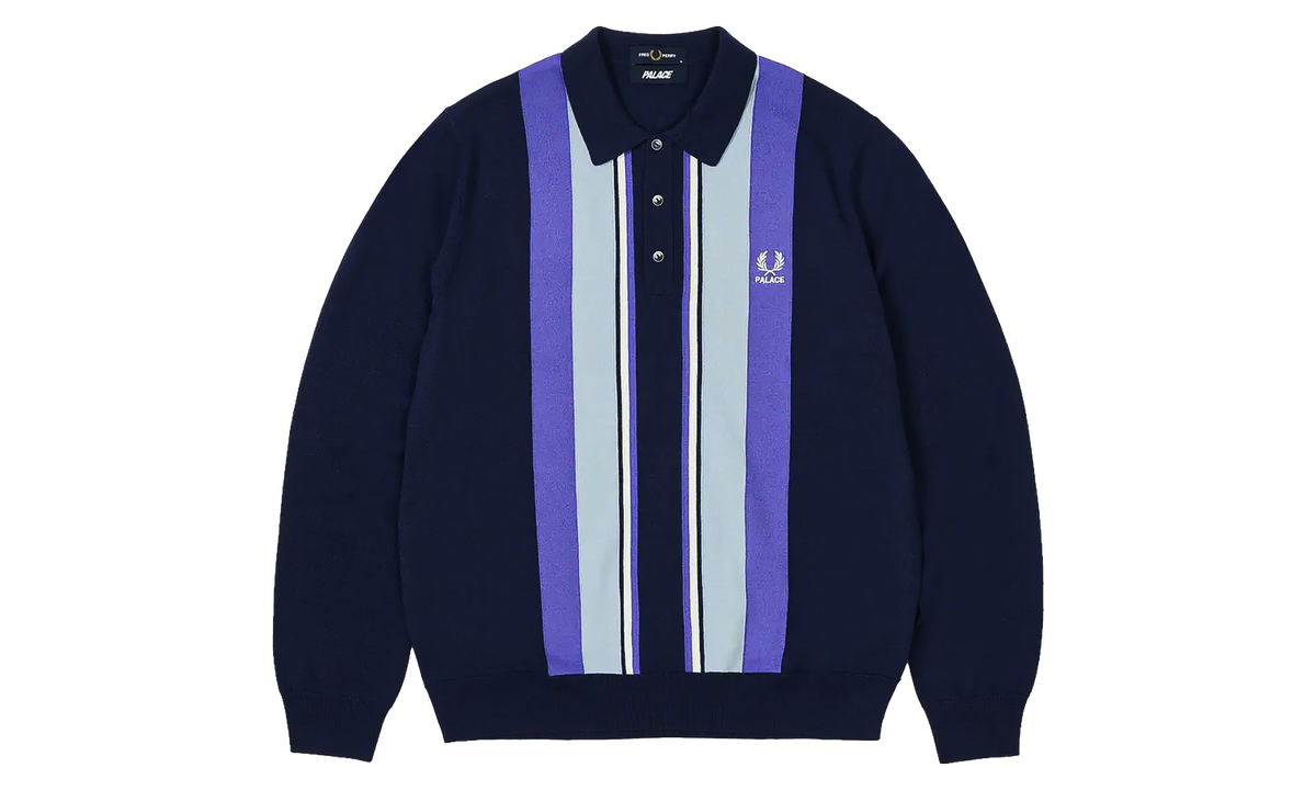 Fred Perry Long Sleeve Knitted Shirt "Peacoat" p0177