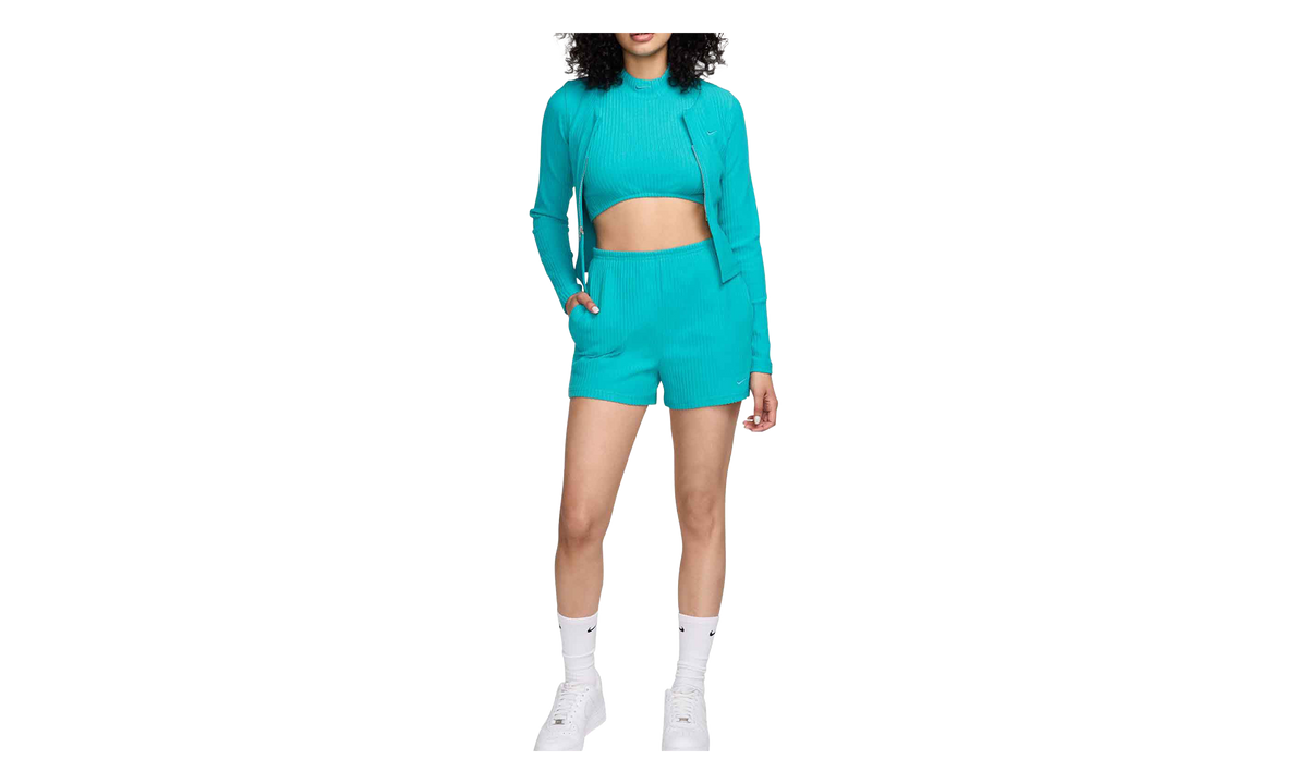 Sportswear Chill Knit High-Waisted Slim 3 Ribbed Shorts WMNS "Dusty Cactus" FN3674 345