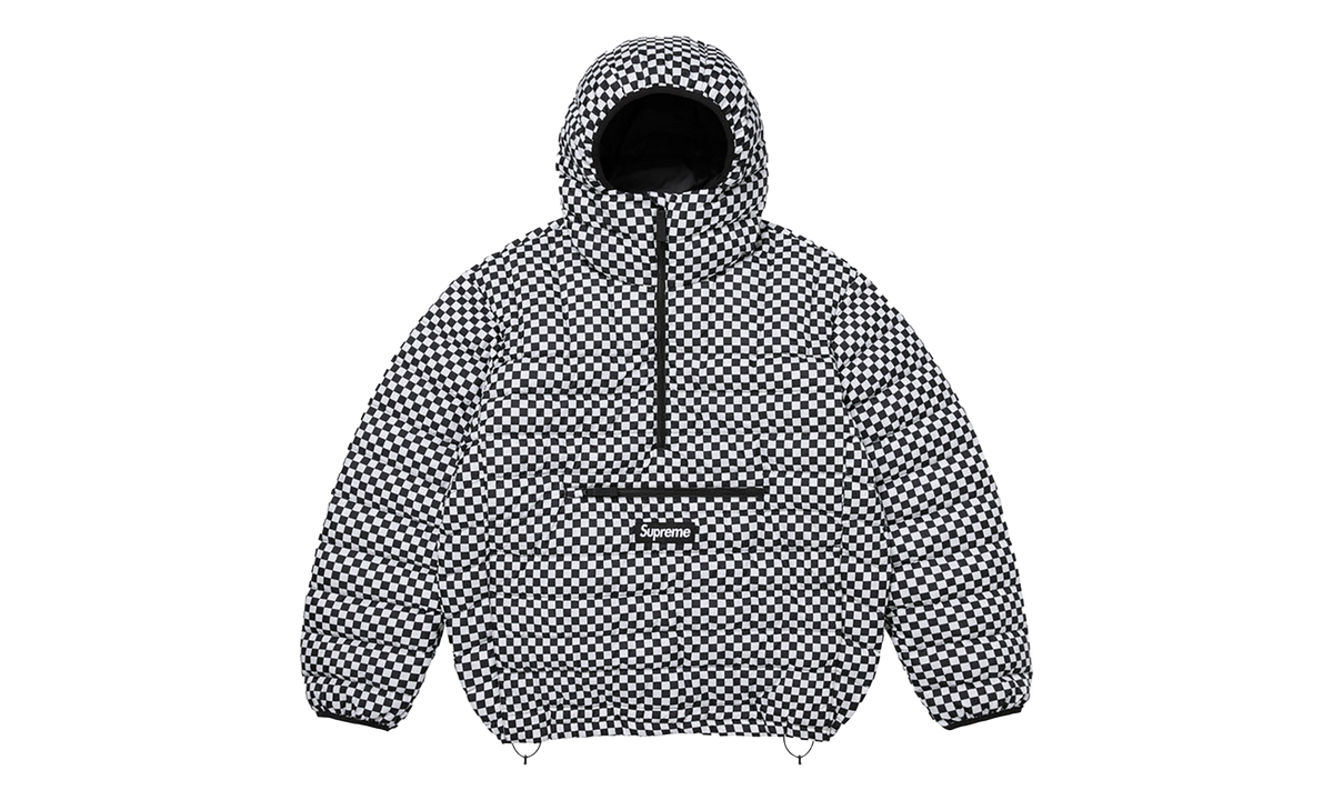 Micro Down Half Zip Hooded Pullover "FW26 - White Checkerboard" SU28907