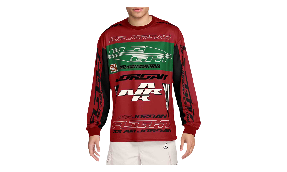 Jordan MVP Printed Long-Sleeve Top "Gym Red / Lucky Green / Black" FV7239 687
