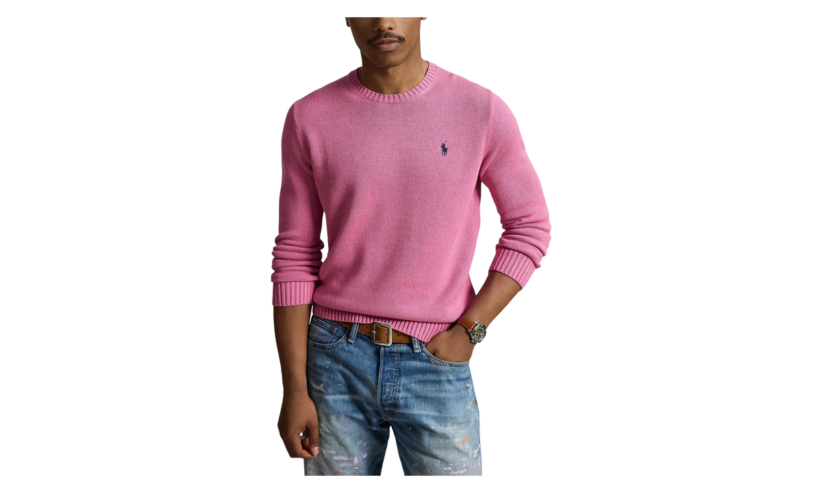 Shaker Knit Crewneck Sweater "Thulian Pink Heather" 710810846501