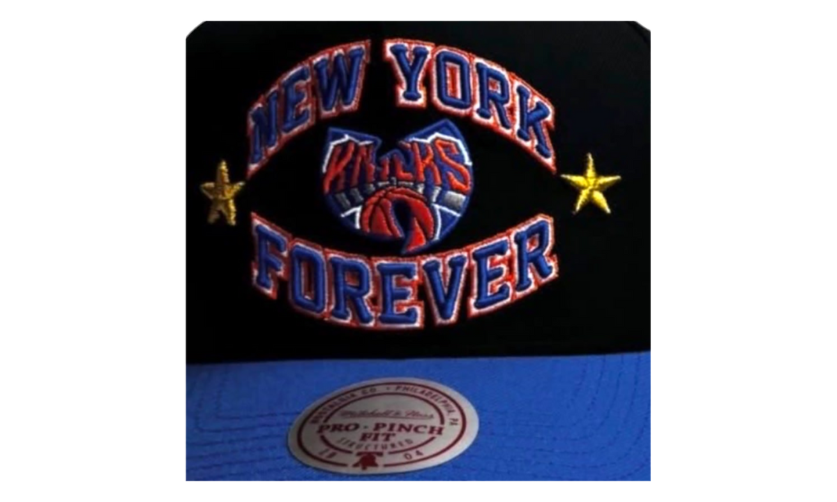NY Forever Pro Pinch New York Knicks Snapback Hat "NBA X Wu-Tang Wu - Black Blue" HP22748 NYKBKBL