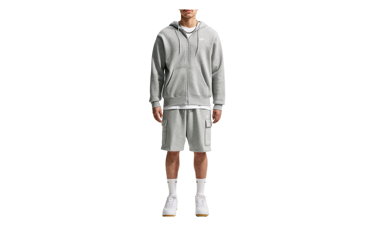 Club Fleece Cargo Shorts "Dark Grey Heather / Light Smoke Grey / White" FN3525 063