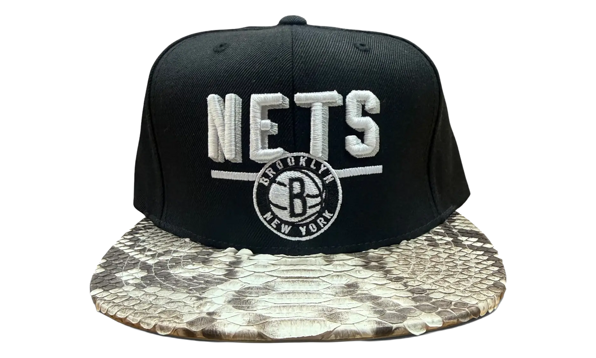 Mitchell & Ness Brooklyn Nets Python Snapback Hat "Black White" JDMNBNPSHBW