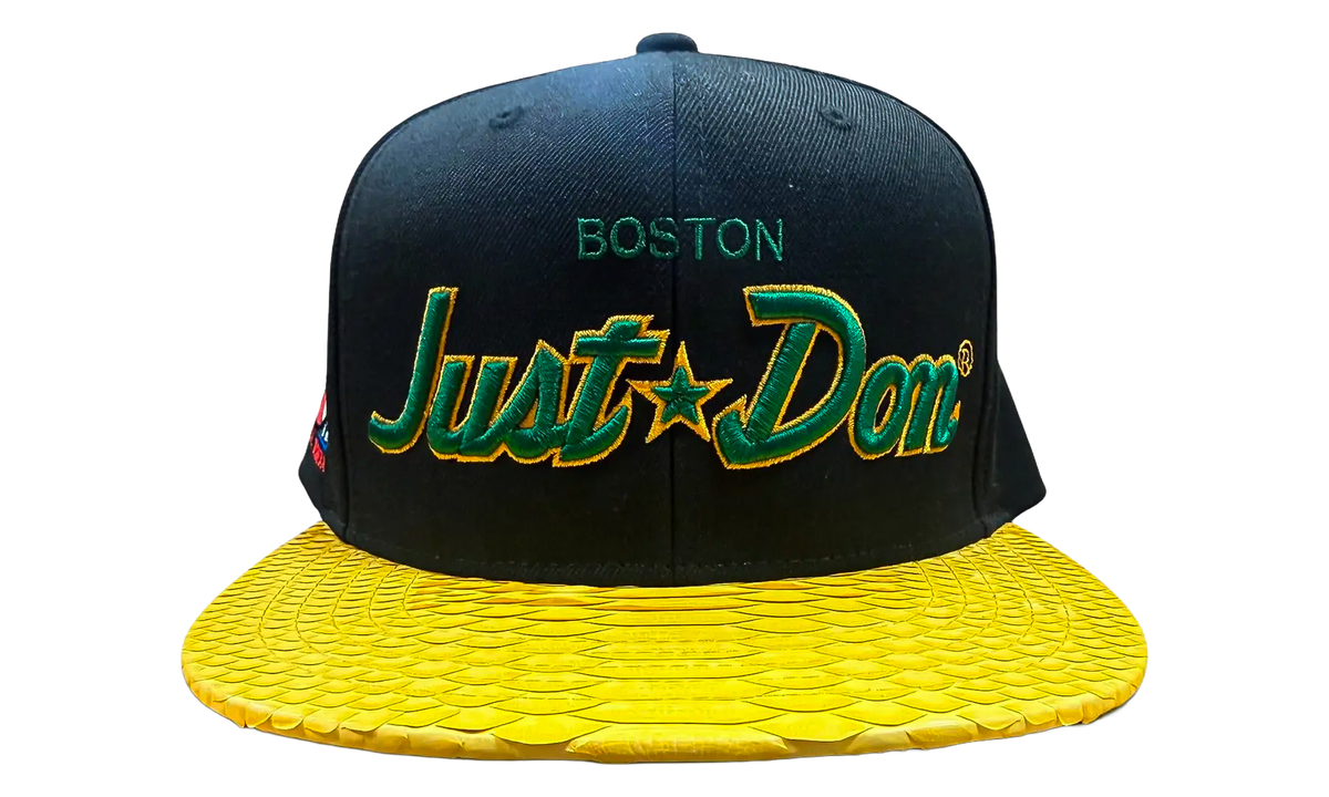 Mitchell & Ness Boston Python Snapback Hat "Black Green Yellow Multi" JDMNBPSHBGYM