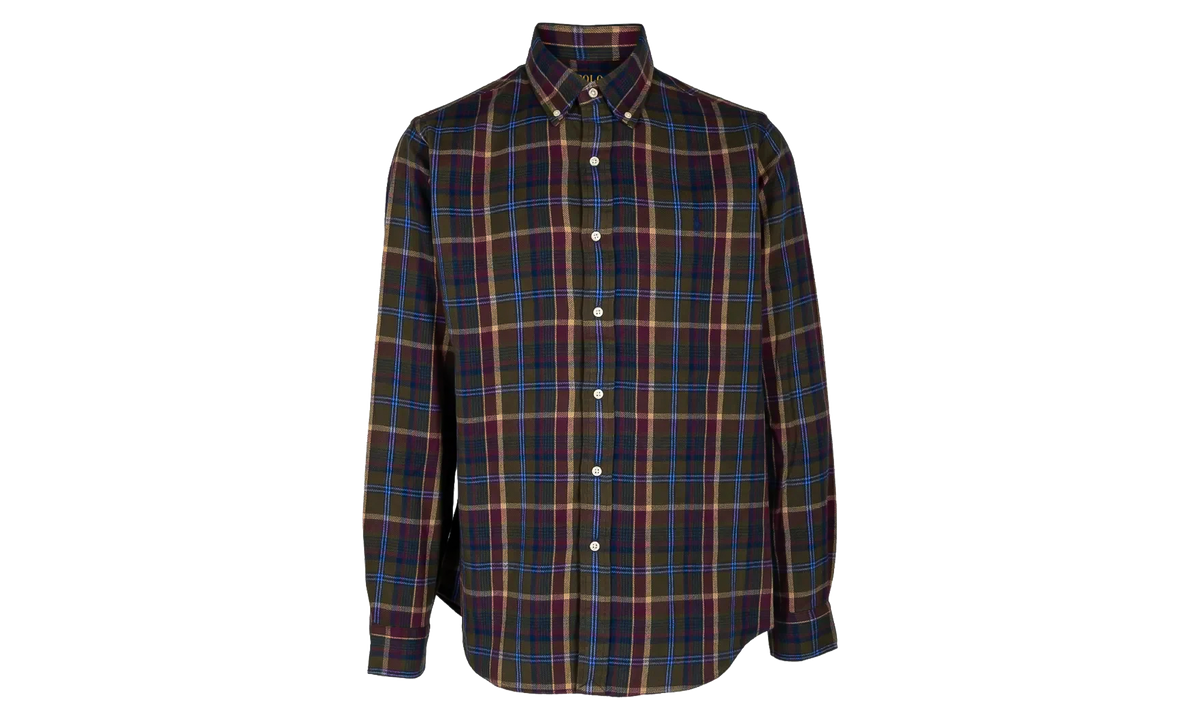 Classic Fit Plaid Brushed Flannel Shirt "Olive Berry / Multicolor" 710B24296001