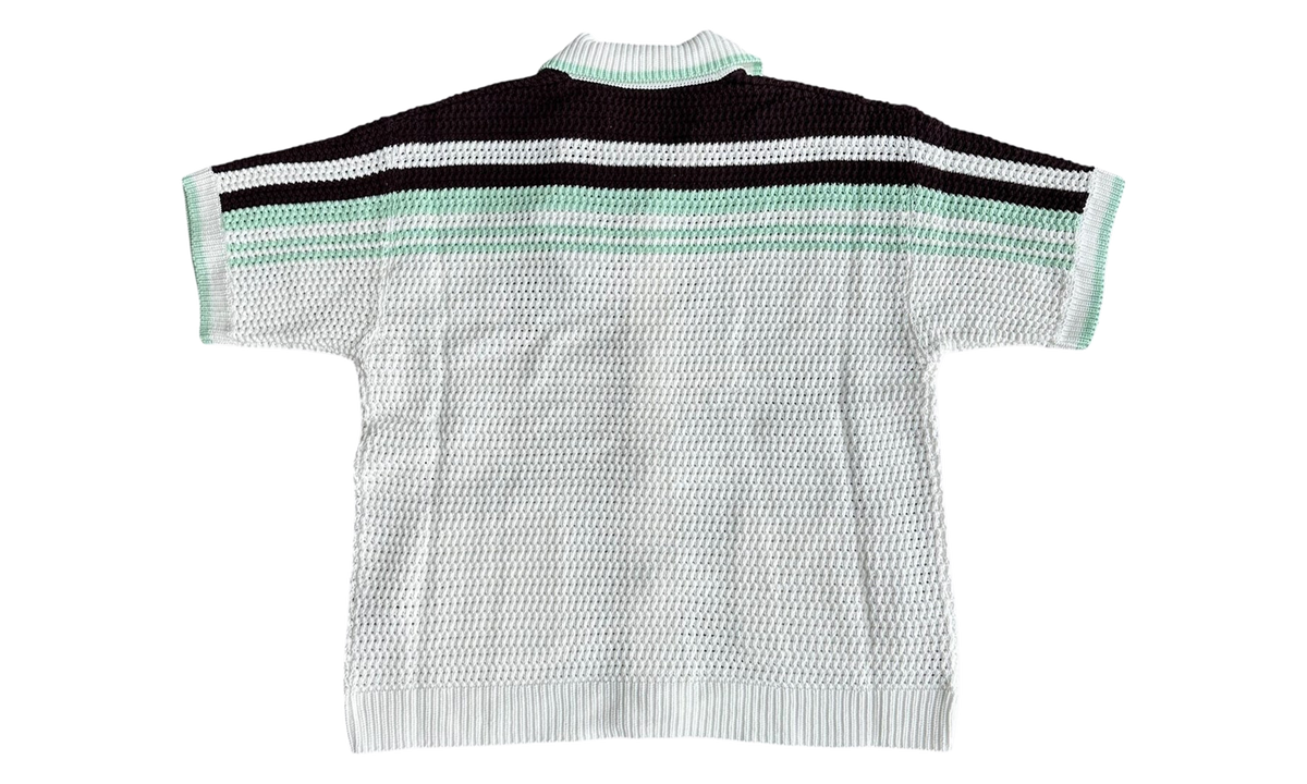 Striped Crochet Shirt "White / Black / Green" M AW25 KW 987 02 EX CE