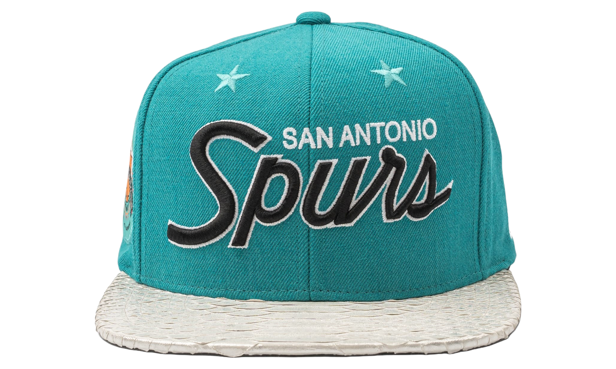 Mitchell & Ness San Antonio Spurs Python Snapback Hat "Teal / Silver / Black" JDXMNSASPSHTSB