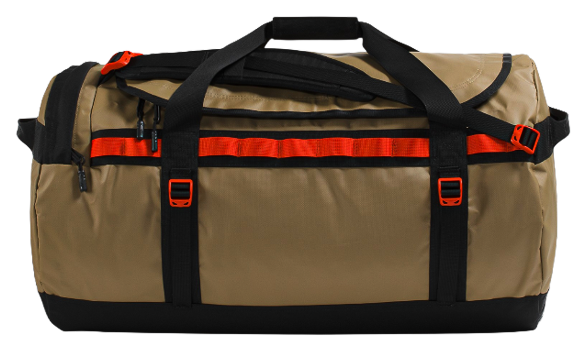 Base Camp 95L Large Duffel Bag "Cedar / TNF Black / Lava Red" NF0A52SBMY1