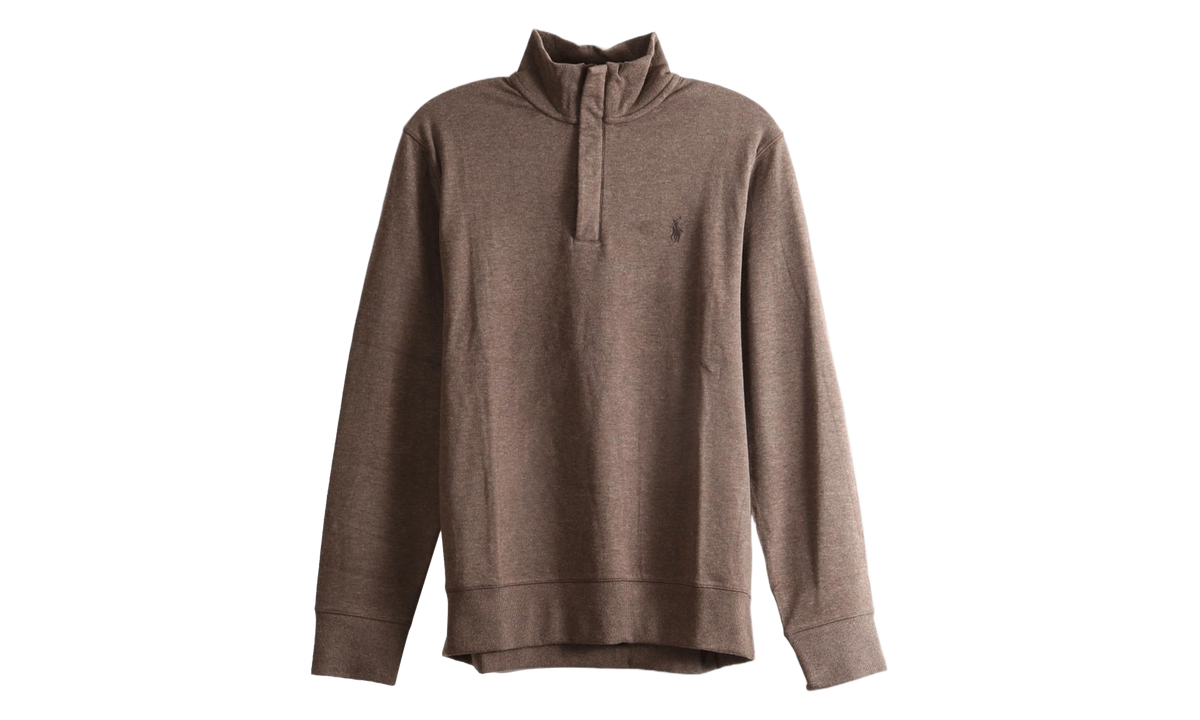 Logo-Embroidered Quarter-Zip Sweater "Nutmeg Brown Heather" 710890534503