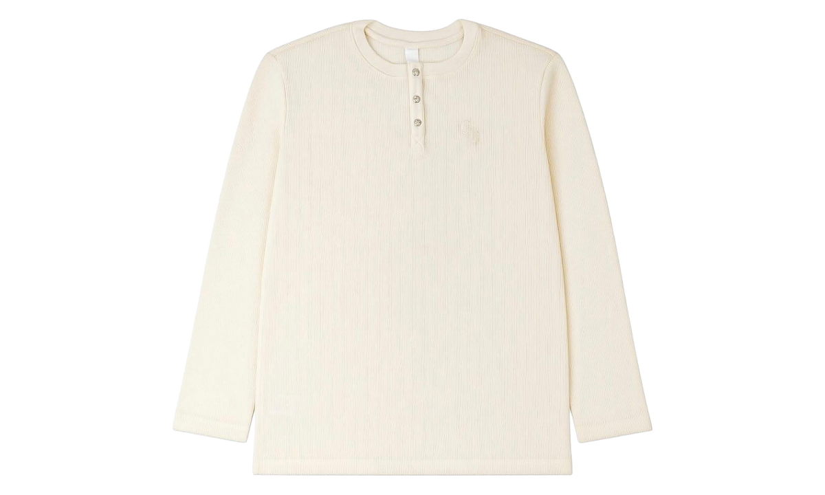 Embroidered CH Logo Cashmere Henley Thermal Long Sleeve T-Shirt "Cream" CHRM2021