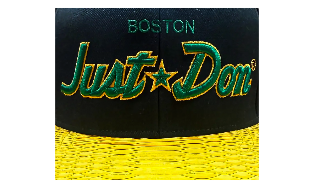 Mitchell & Ness Boston Python Snapback Hat "Black Green Yellow Multi" JDMNBPSHBGYM