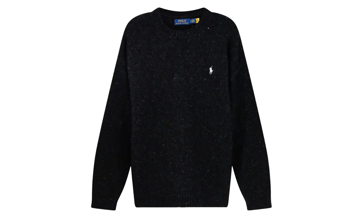 Logo-Embroidered Ribbed-Knit Sweater "Black Melange" 710B27780003