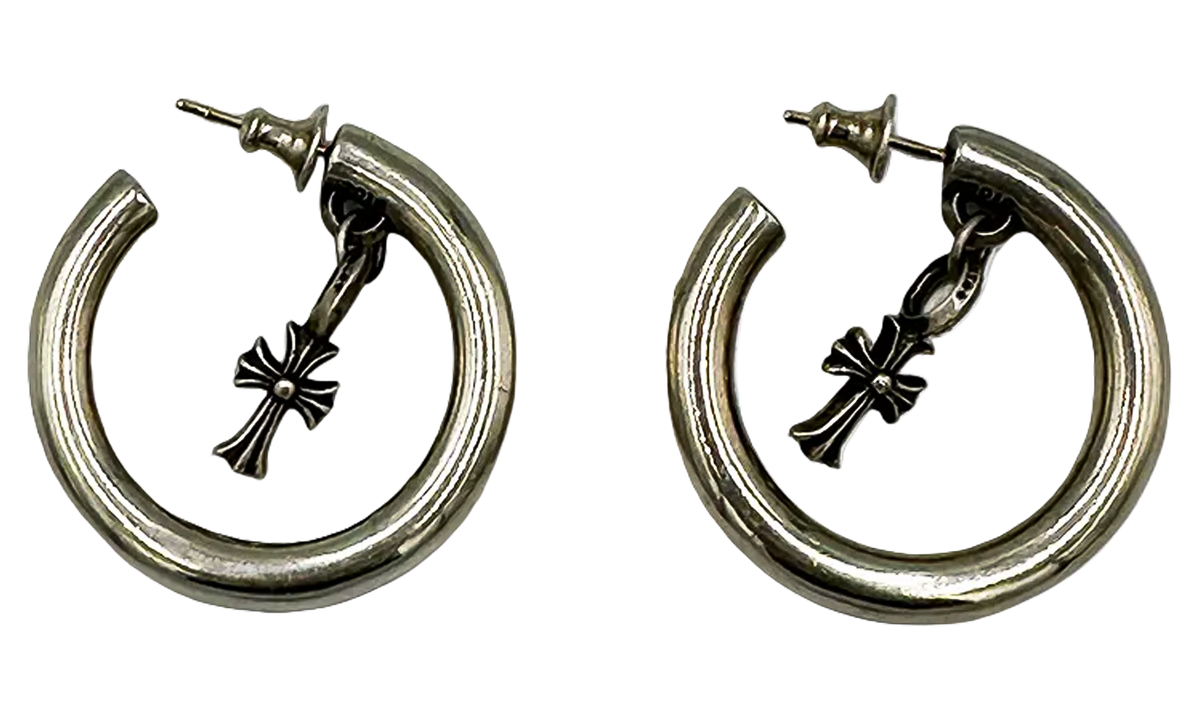 Maltese Baby Fat Cross Drop Hoop Earrings "Set of 2 - Silver" CHRM2041