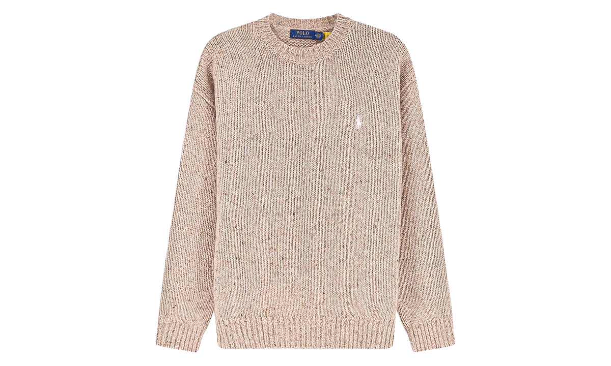 Logo-Embroidered Ribbed-Knit Sweater "Oatmeal Melange" 710B27780002