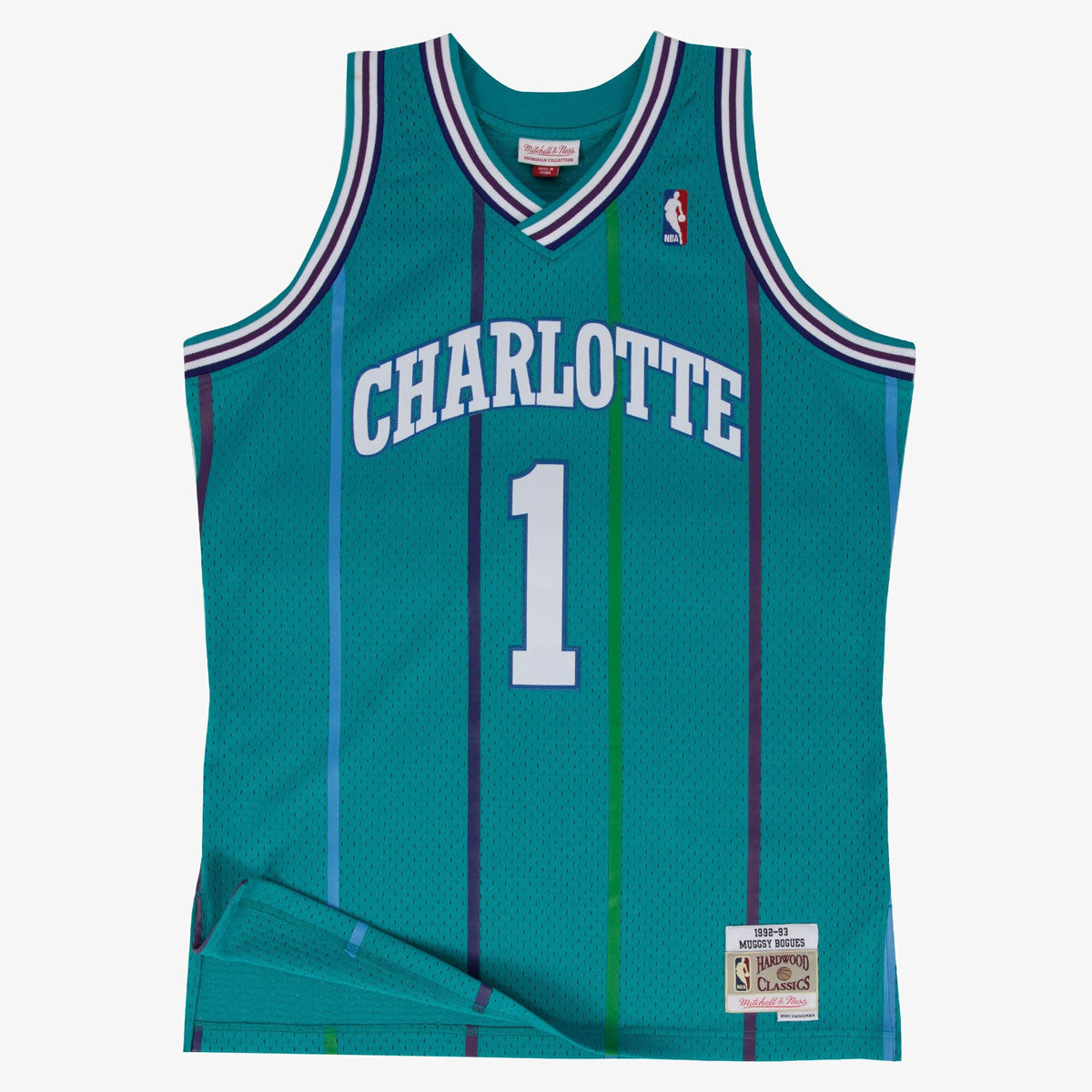 AUTHENTIC ROAD JERSEY HORNETS 1992 MUGGSY BOGUES "Teal" AJY4GS18069 CHOTEAL92MBO