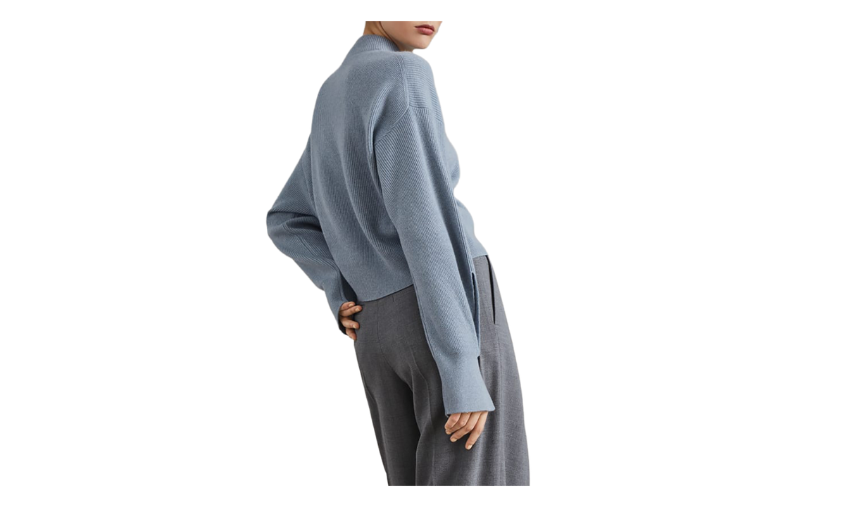 Wool Ribbed Mock Neck Sweater WMNS "Arctic" BRUN2823