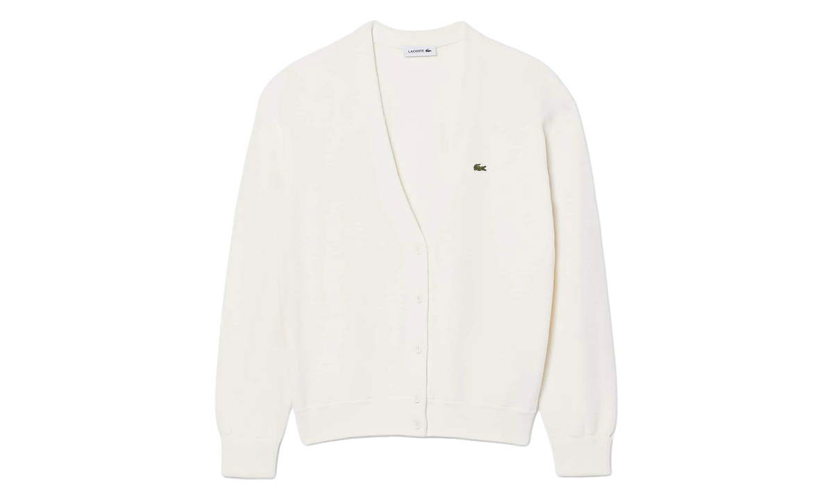 V-Neck Moss Stitch Cotton Cardigan "White" AF4143-51-70V