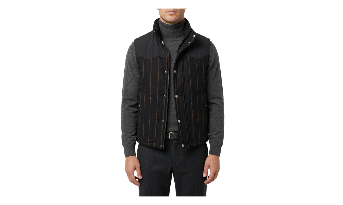 Striped Wool Vest "Black" BRUN3008