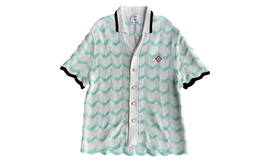 Gradient Wave Crochet Shirt "White / Green" M AW25 KW 584 04 EX CE