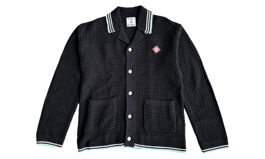 Embroidered Crochet Long-Sleeve Shirt "Black / White / Green" M AW25 KW 1160 01