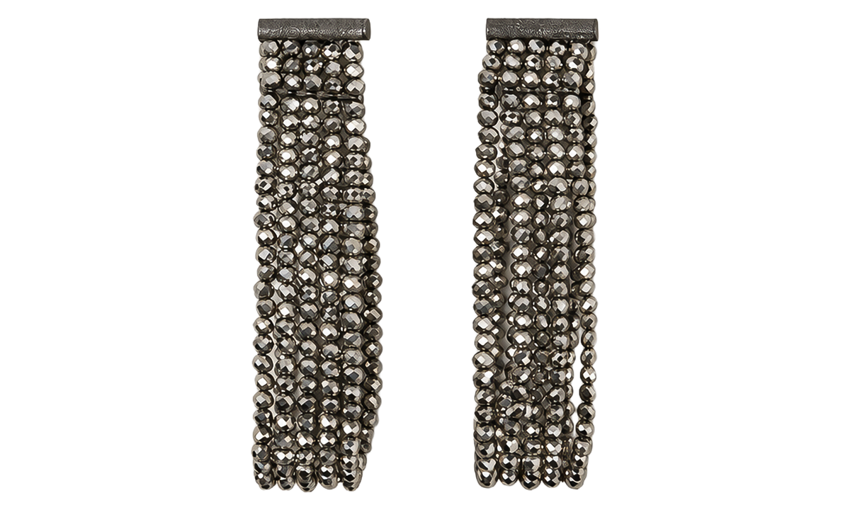 Glass Beaded Earrings WMNS "Grey" BRUN2706