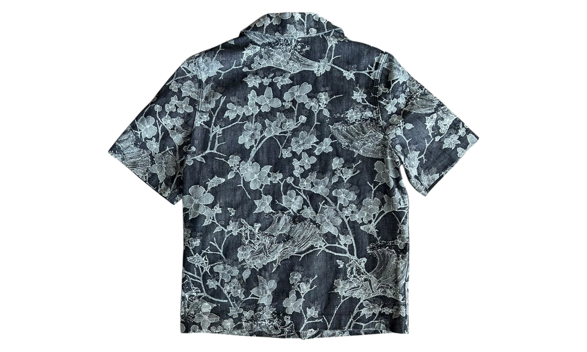 Floral Monogram Denim Shirt "Blue & White" 1AFQZB