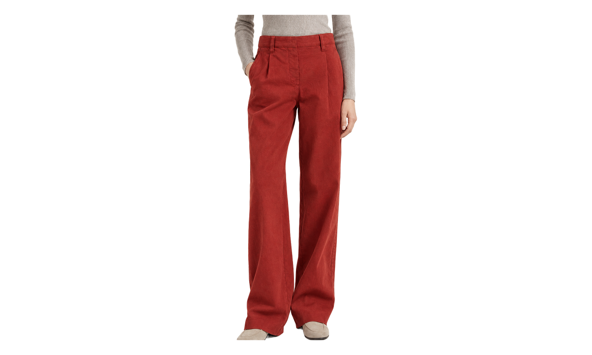 Wide Leg Cotton Blend Trousers WMNS "Red" BRUN2785
