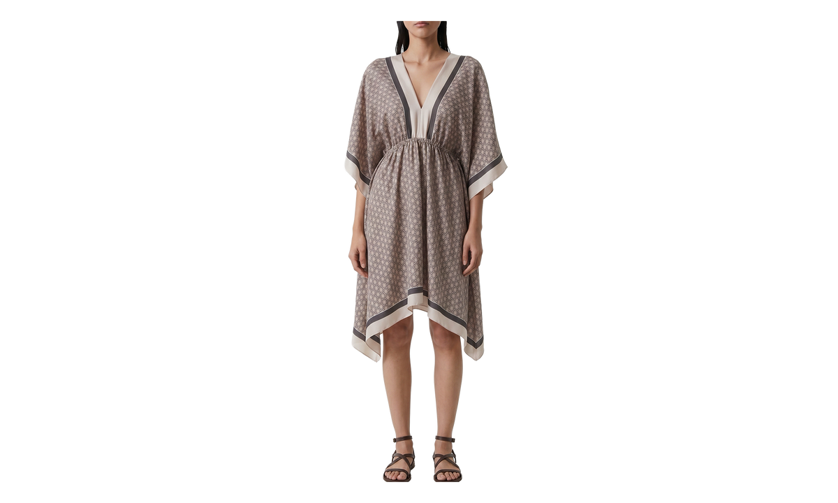 Silk Relaxed Dress WMNS "Beige/Brown" BRUN2642