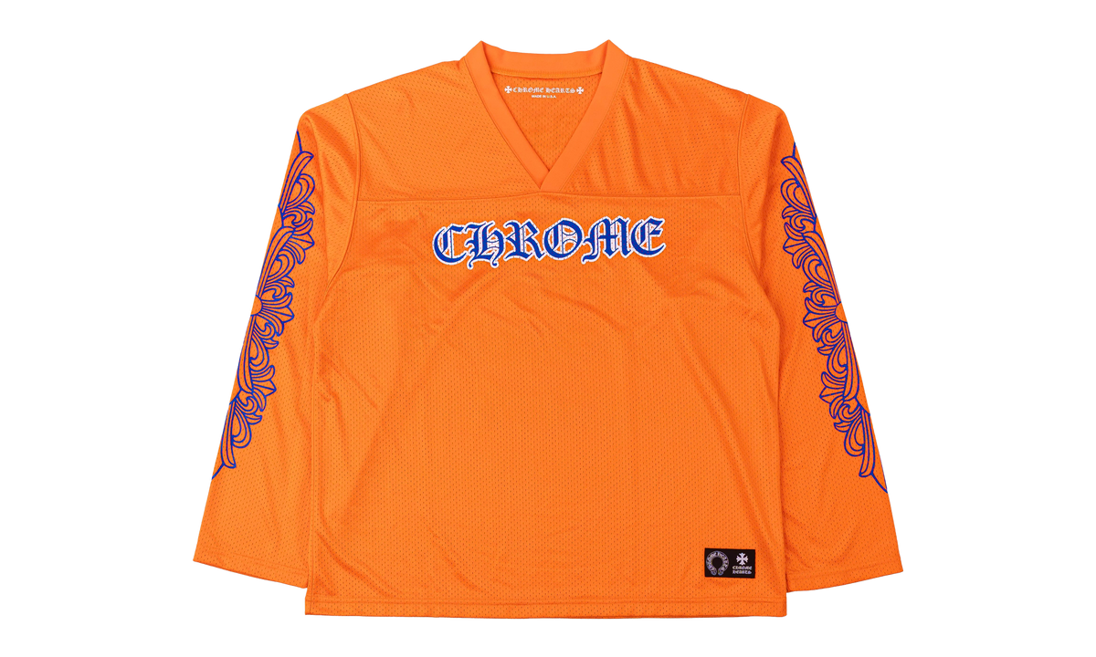 Floral Logo Sports Mesh Warm Up Long Sleeve Jersey "Orange / Blue" CHRM2006