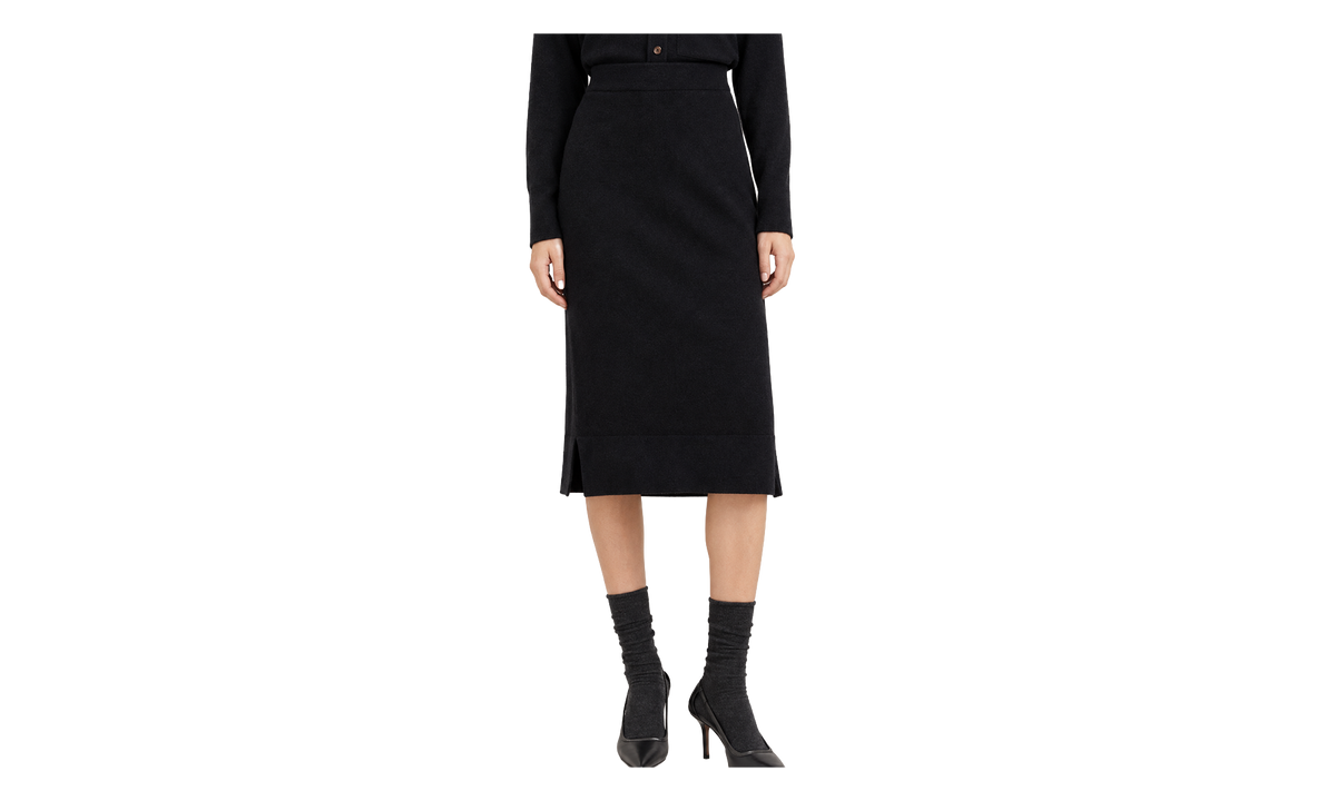 Wool Knit Midi Skirt WMNS "Black" BRUN2782
