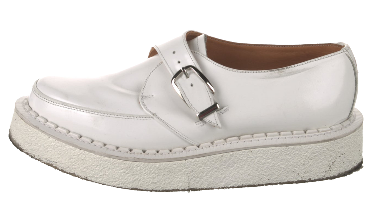 George Cox Leather Monk Straps "White" PZ K115 001 WHT