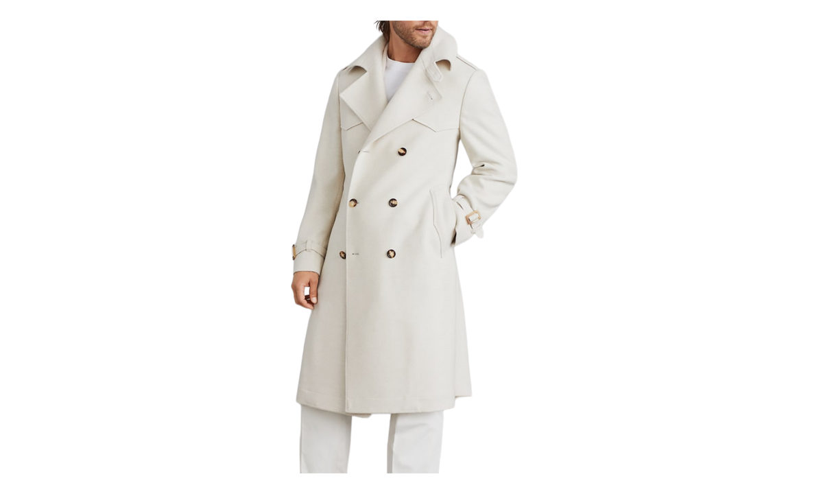 Double-Breasted Wool Silk Blend Coat "Sand" BRUN3004