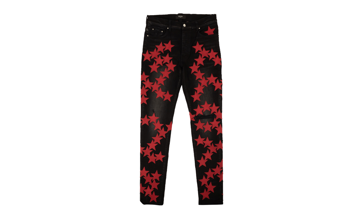 Star-appliqué straight-leg Jeans "Bright Red Star" AW22MDF004023