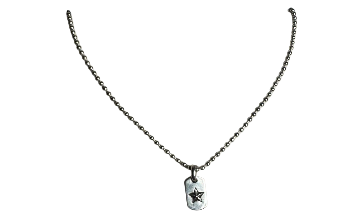 Dog Tag Tiny Star Necklace "Silver" CHRM2005