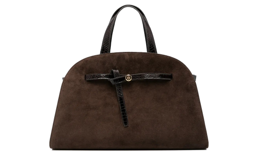 Romy Suede Bauletto Bag "Dark Cocoa" 183363 201