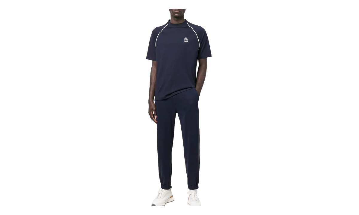 Contrast Piping Crewneck Shirt "Cobalt" BRUN2736