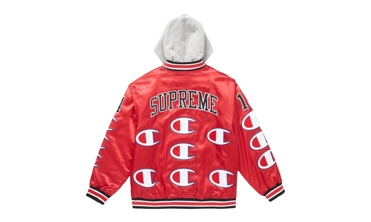 Champion Hooded Satin Varsity Jacket "Red" SU28973