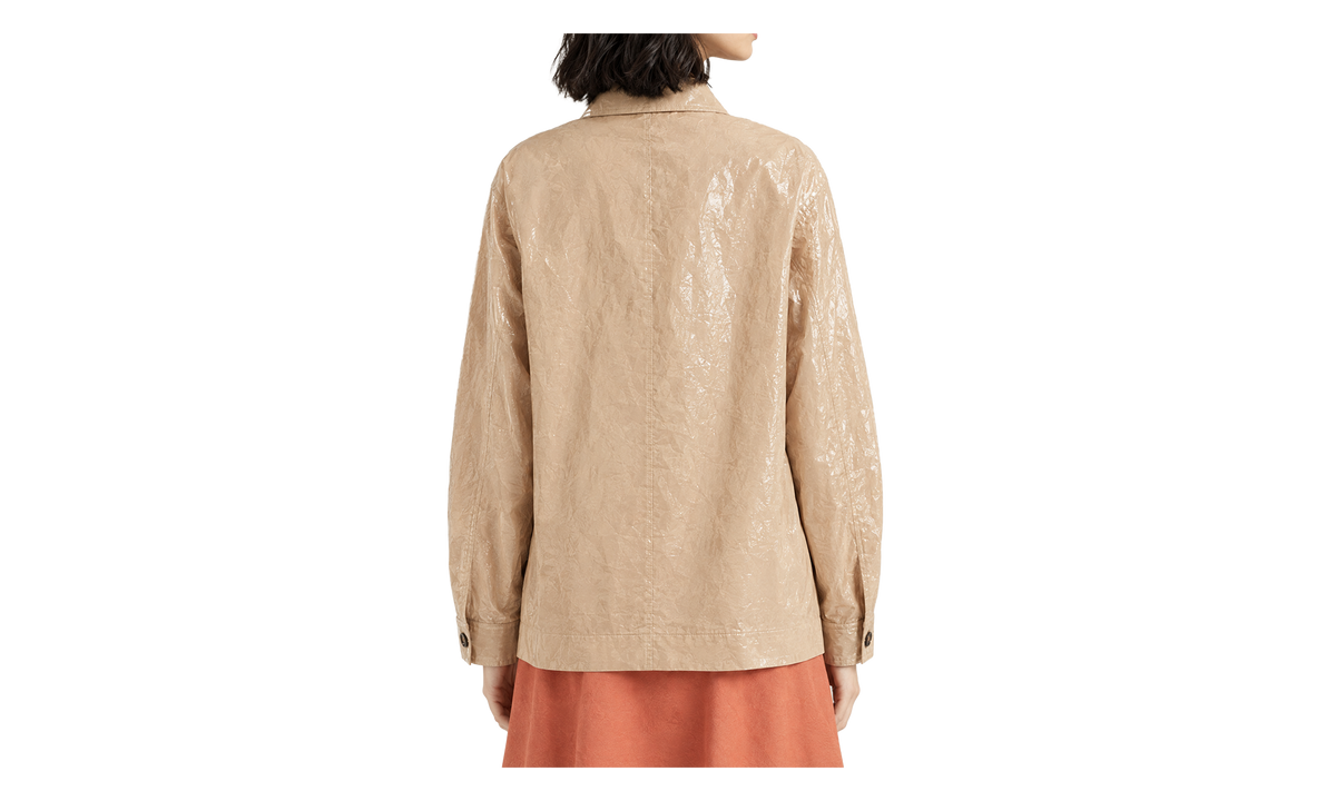 Glossy Button Front Jacket WMNS "Beige" BRUN2780