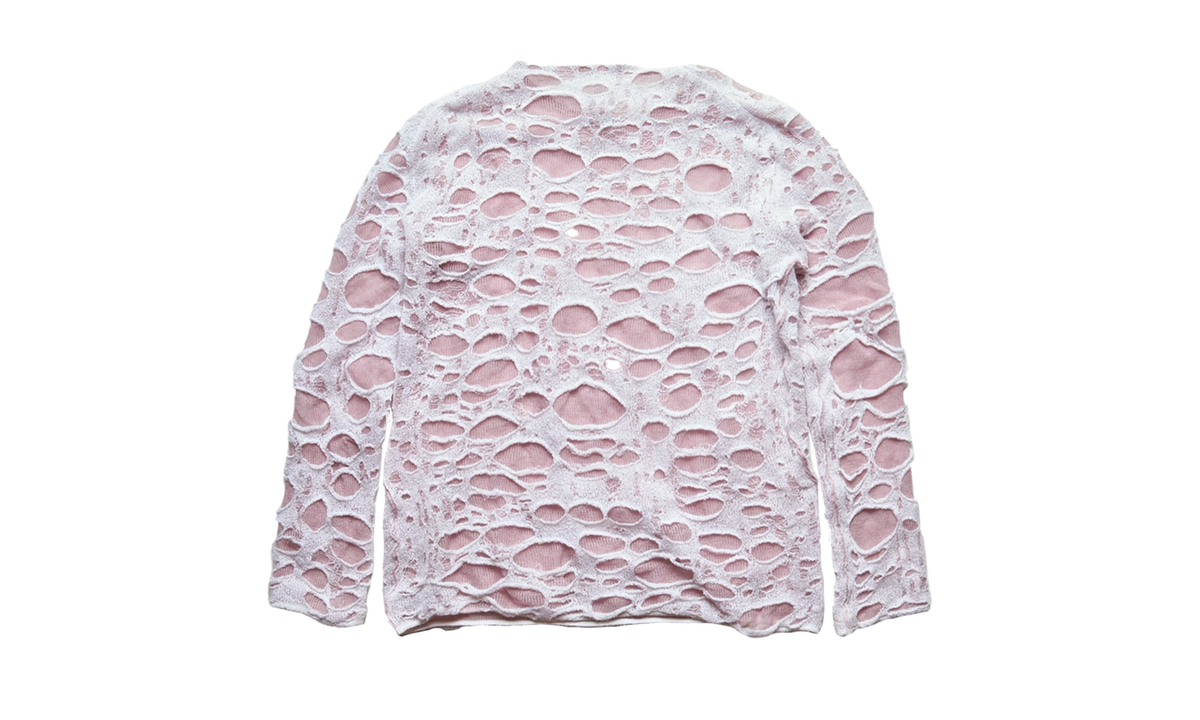 Layered Knit Cobweb Top "White" B60362BQS