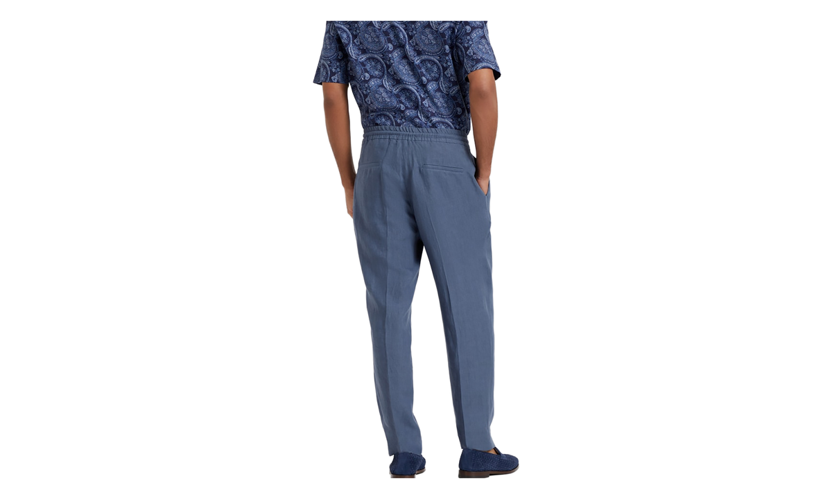 Linen Pleated Trousers "Ocean" BRUN2942