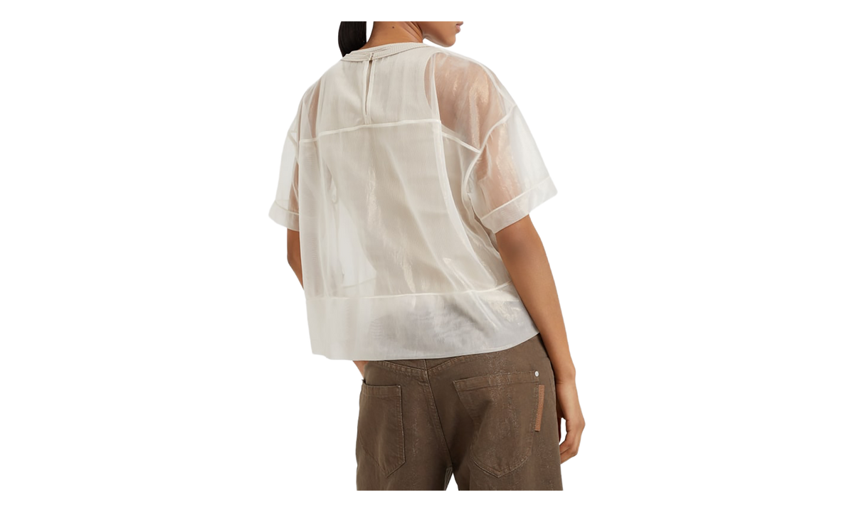 Sheer Overlay Short-Sleeve Shirt WMNS "Beige" BRUN2957
