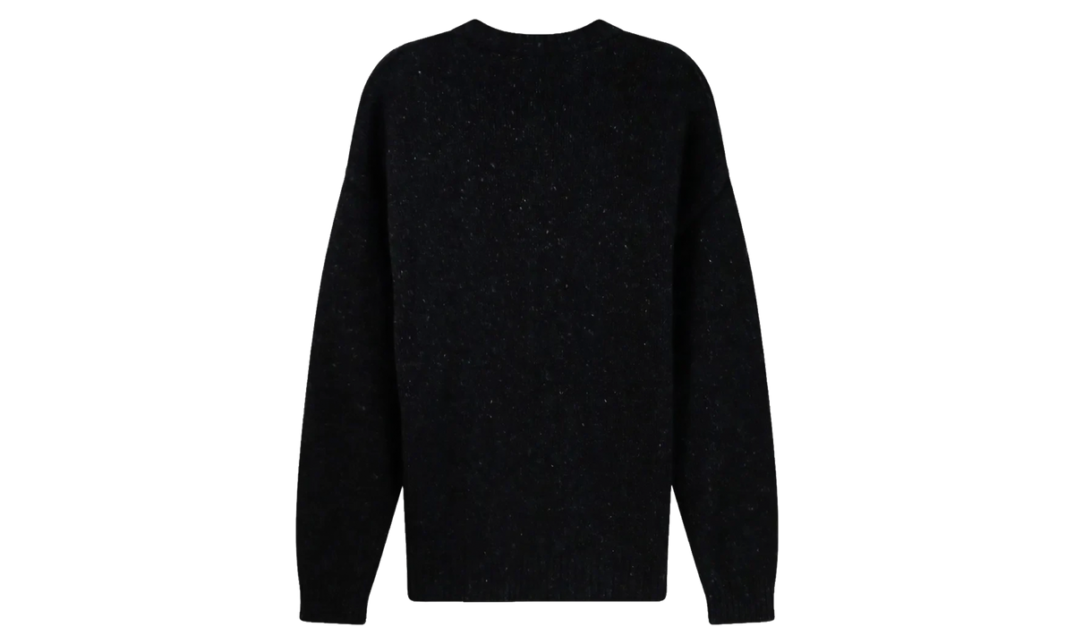 Logo-Embroidered Ribbed-Knit Sweater "Black Melange" 710B27780003