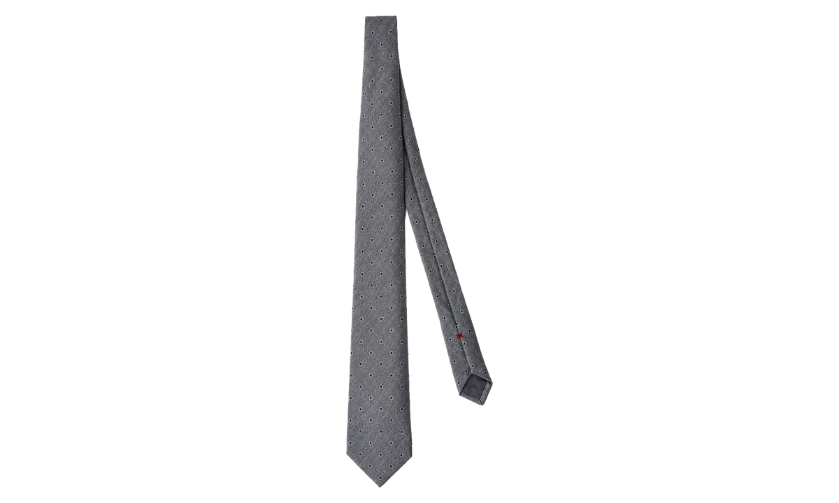 Wool Patterned Tie "Grey Navy" BRUN2811
