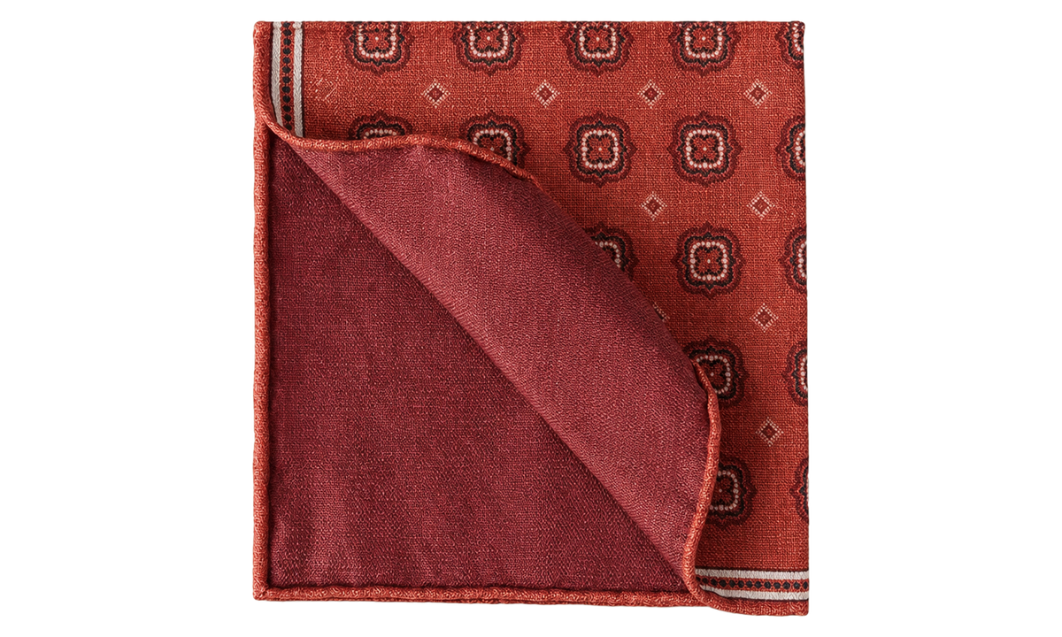Silk Pocket Square "Carrot Navy" BRUN2798