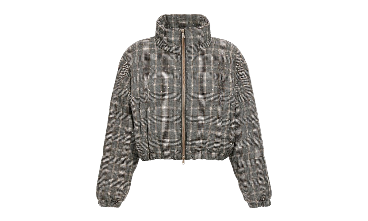 Checked Wool Blend Jacket WMNS "Beige Black" BRUN2768