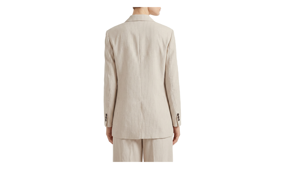 Pinstripe Double Breasted Blazer WMNS "Beige" BRUN2775