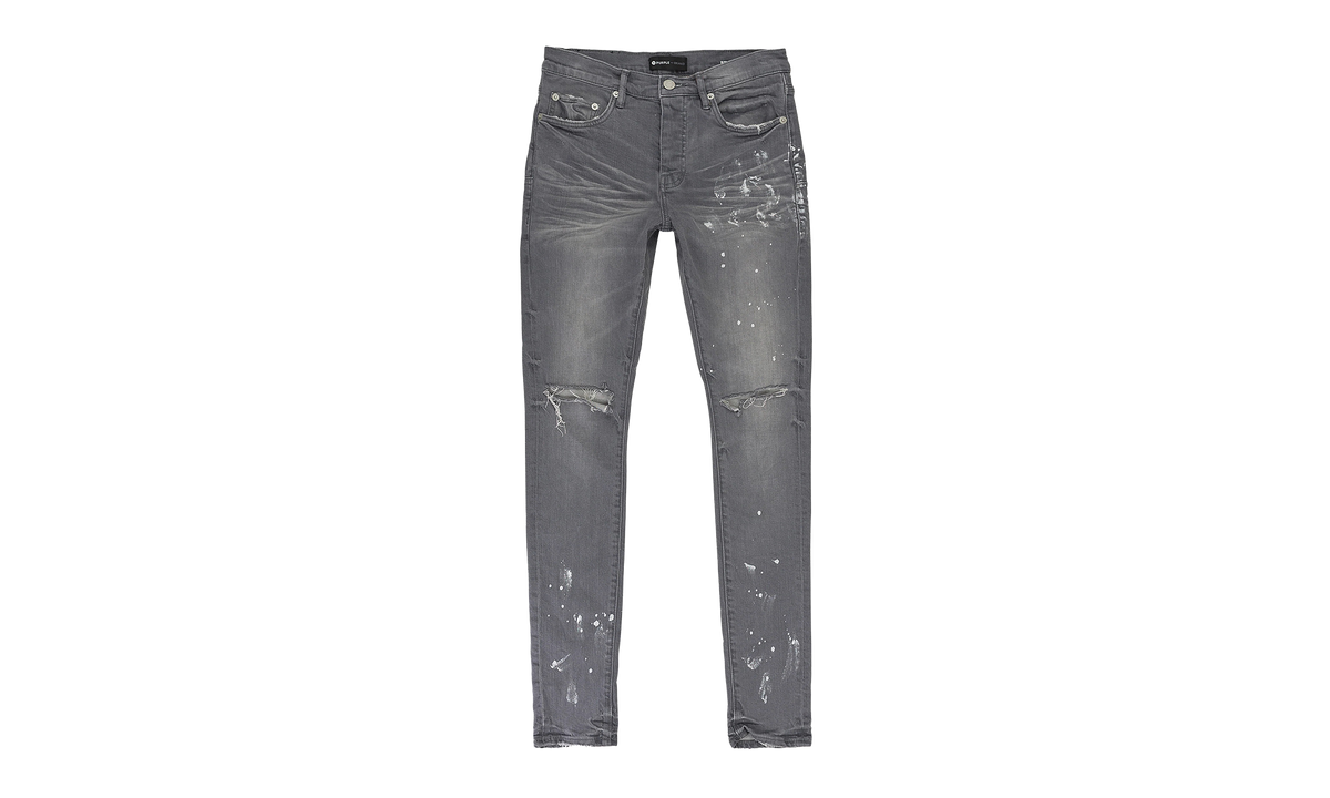 WORN KNEE SLIT SKINNY JEANS "GREY" PRP XJNS 0529